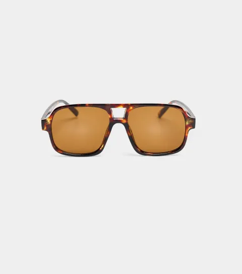 Brown Oversized Square Aviator Sunglasses