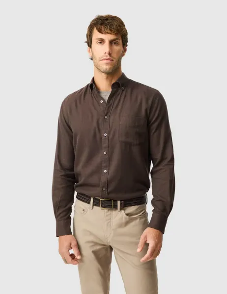 Rodd & Gunn Slim Fit Cotton Rich Oxford Shirt Dark Red