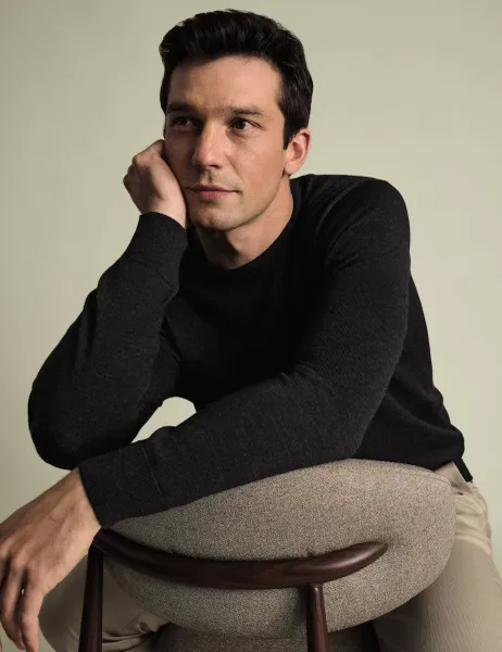 Charles Tyrwhitt Pure Merino Wool Crew Neck Jumper Charcoal
