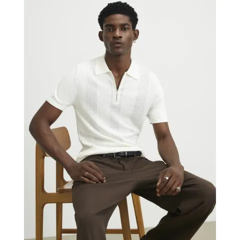 River Island Muscle Fit Knitted Polo Shirt