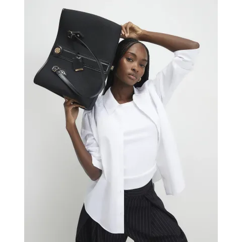 River Island Stripe Monogram Shopper Bag
