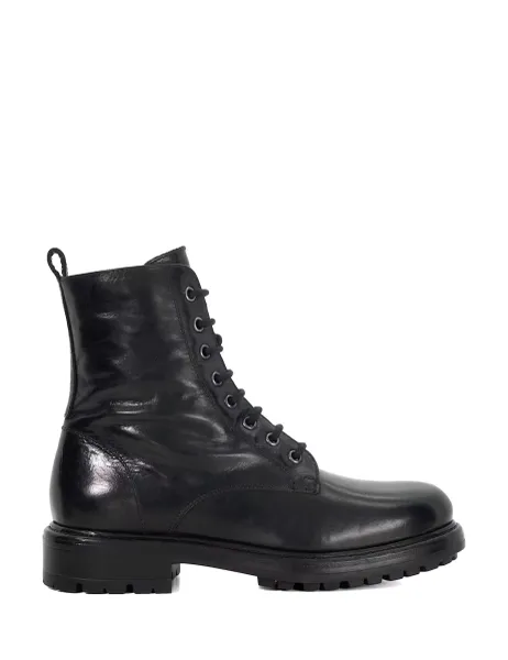 Dune London Leather Chunky Block Heel Ankle Boots Black