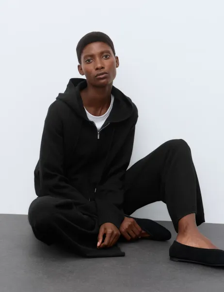 Autograph Pure Cashmere Zip Up Hoodie Black