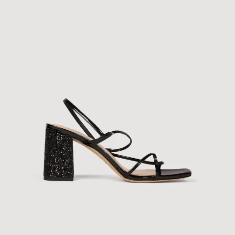 Glitter heel sandals