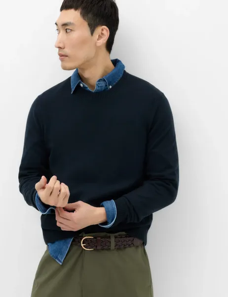 Marks & Spencer Air Yarn Crew Neck Jumper Navy