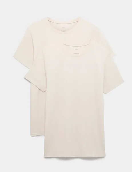 Marks & Spencer 2 Pack Heatgen Light Thermal Short Sleeve Tops Ivory