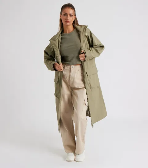 Women's Green Hooded Raincoat