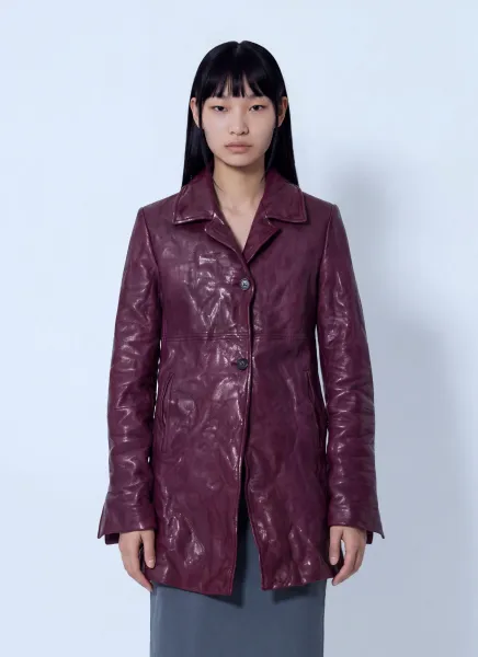 MIU MIU Textured Leather Coat