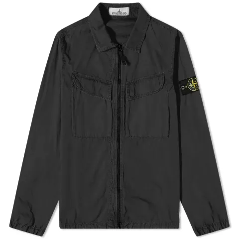 Brushed Cotton Canvas Zip Overshirt