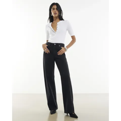 River Island High Waisted Relaxed Straight Leg Jeans