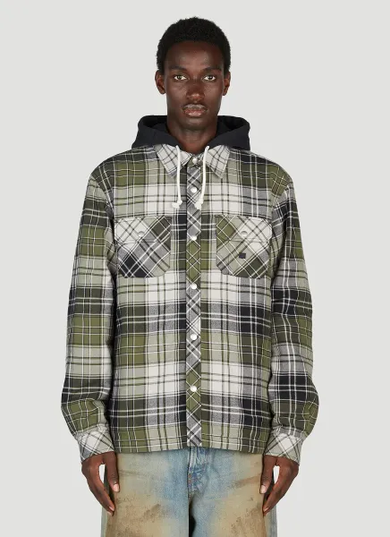 Check Motif Hooded Jacket