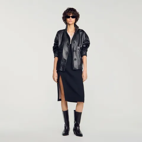 Oversized leather jacket