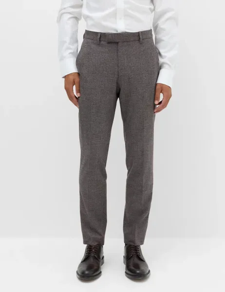 Marks & Spencer Tailored Fit Micro Check Suit Trousers Bordeaux