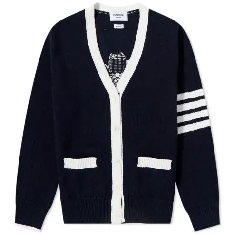 Flower Icon 4 Bar V Neck Cardigan