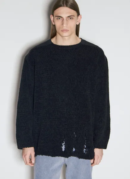 Distressed Wool Knit Sweater