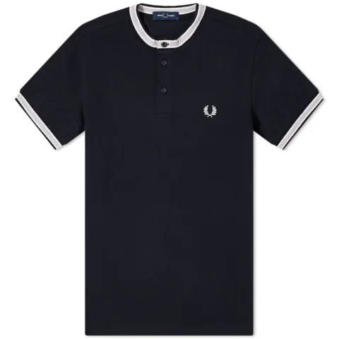 Textured Tipped Henley Polo
