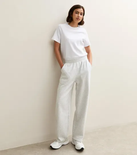 Women's Light Grey Tapered Wide Leg Joggers