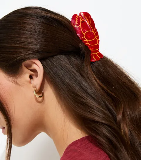 Bright Red Lobster Hair Claw Clip