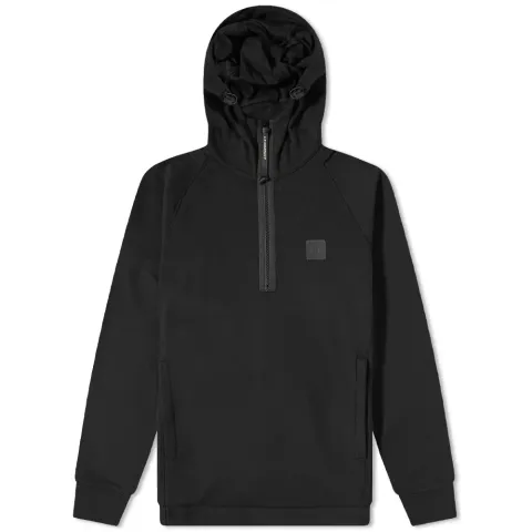 Rubber Patch Logo Quarter Zip Popver Hoody