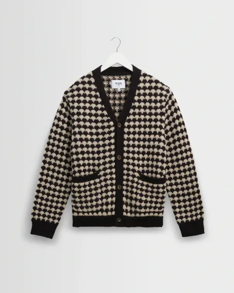 Walker - Black and Ecru Bubble Knit Cardigan
