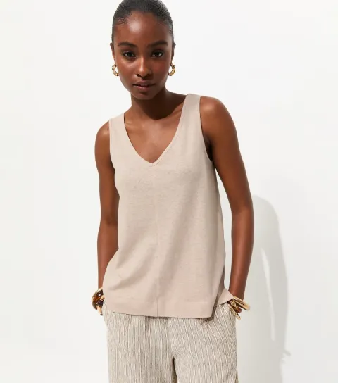 Women's Premium Stone Linen Rich V Neck Vest