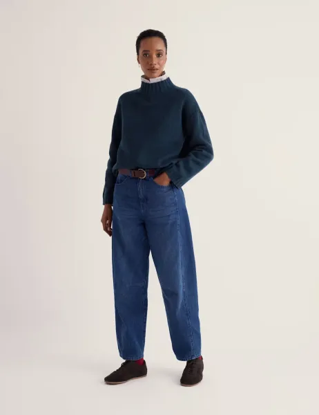 Seasalt Cornwall Wool Rich Roll Neck Oversized Jumper Navy