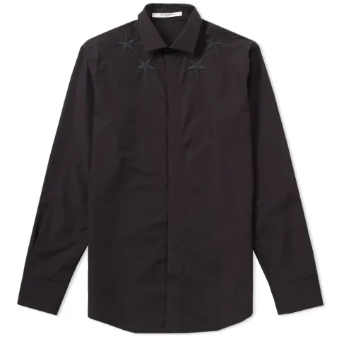 Regular Star Neck Poplin Shirt