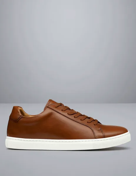Charles Tyrwhitt Leather Lace Up Trainers Tan