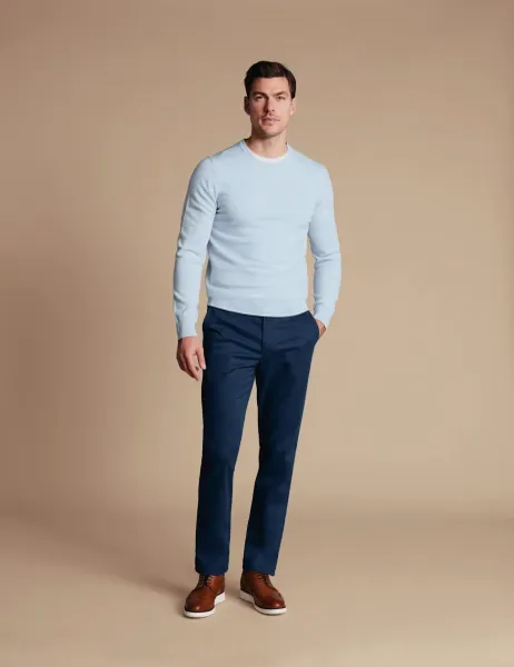 Charles Tyrwhitt Ultimate Regular Fit Cotton Rich Chinos Royal Blue