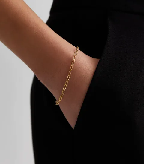 18ct Gold Plated Textured Chain Bracelet