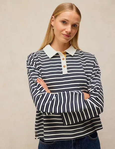White Stuff Pure Cotton Rugby Top Navy Mix