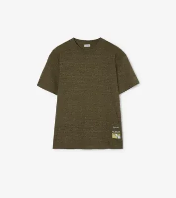 Landscape Label Cotton T-shirt in Thorn green melange