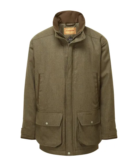 Schöffel Country Ptarmigan Tweed Classic Coat - Loden Green Herringbone Tweed