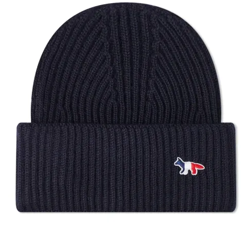 Maison Kitsuné Ribbed Hat Tricolor Fox Patch