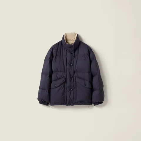 Reversible technical pongé down jacket