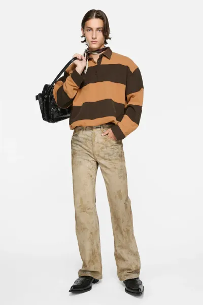 Striped polo sweater