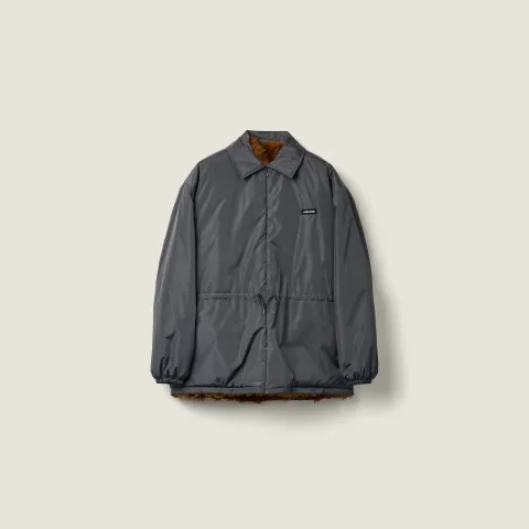 Technical fabric and shearling blouson jacket
