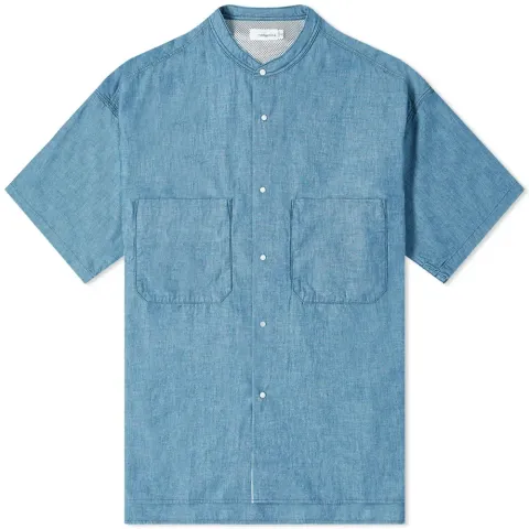Band Collar Short Sleeved Wind Shirt