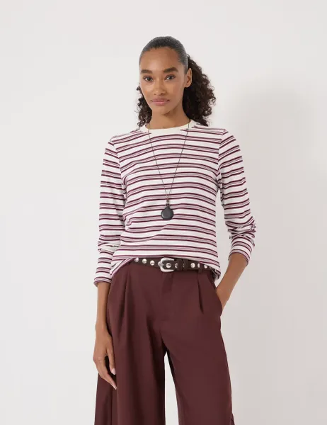 HUSH Pure Cotton Striped Top Red Mix