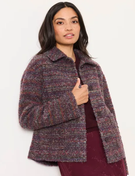 Boucle Short Tailored Jacket Purple Mix