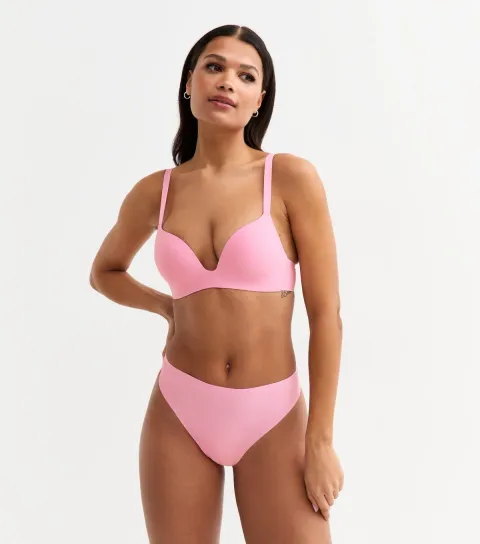 New Look Women's Pink Smooth High Waisted High Leg Thong