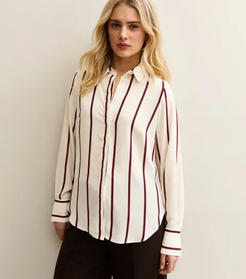 Women's Red and White Striped Shirt