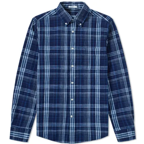 Indigo Check Button Down Shirt