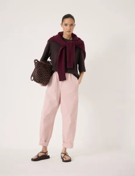 HUSH Jack Barrel Leg Pull On Trousers Light Pink