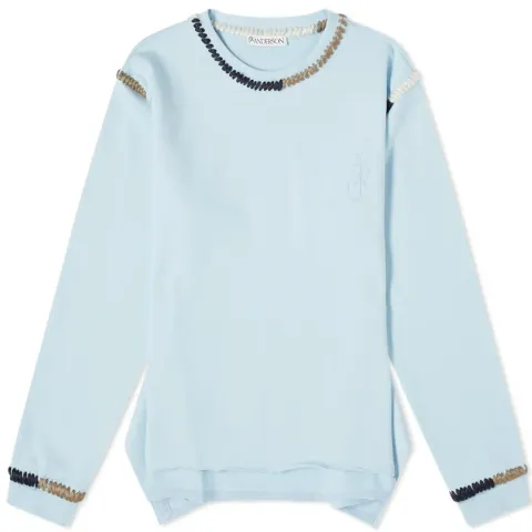 Asymmetric Contrast Stitch Crew Sweat