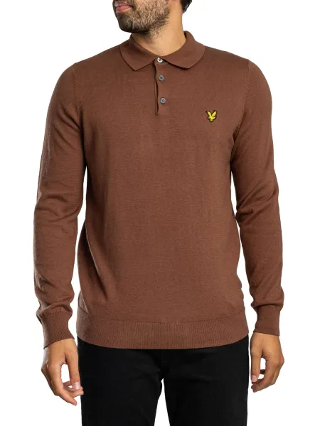 Lyle & Scott Cotton Merino Knit Longsleeved Polo Shirt