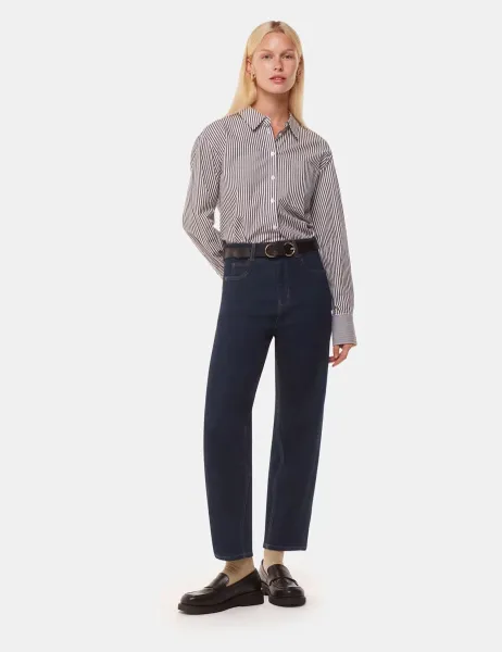 Whistles High Waisted Barrel Ankle Grazer Jeans Denim