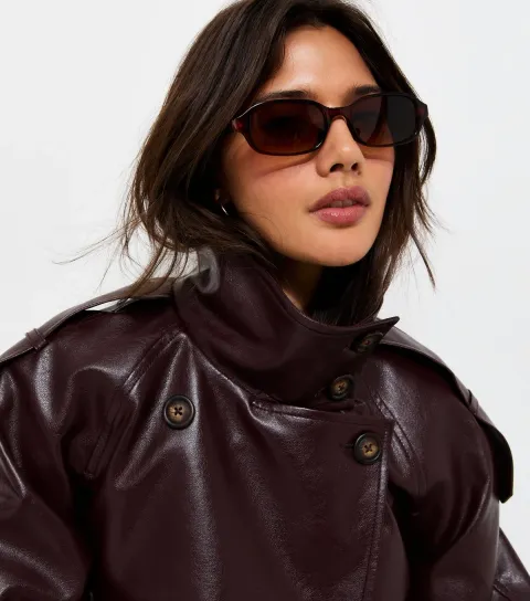 Dark Brown Rectangular Frame Sunglasses