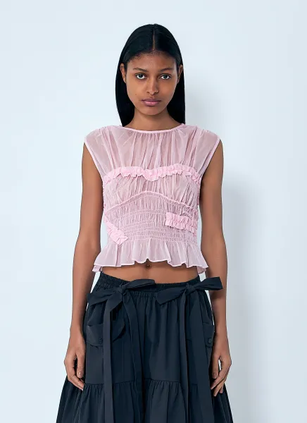 Sheer Ruffle Blouse