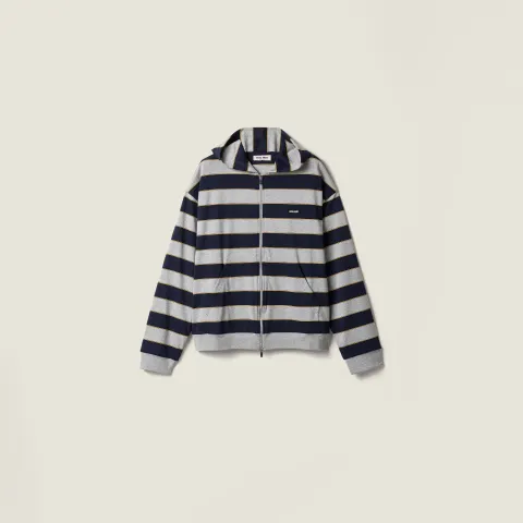 Striped jersey hoodie